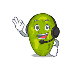 A gorgeous cyanobacteria mascot character concept wearing headphone