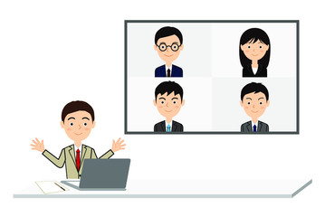 ノートパソコンを使用しながらokサインをする若い男性会社員 Wall Mural Mshin