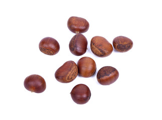 sweet chestnuts (Sterculia monosperma) on white background
