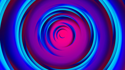 Pink purple neon circles abstract background.3D illustration with paper cut style.