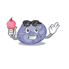 Cartoon design concept of blue planctomycetes having an ice cream