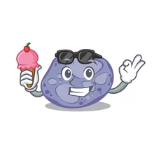 Fotobehang Cartoon design concept of blue planctomycetes having an ice cream © kongvector