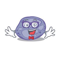 Mascot design style of geek blue planctomycetes with glasses