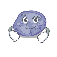 A mascot design of blue planctomycetes having confident gesture