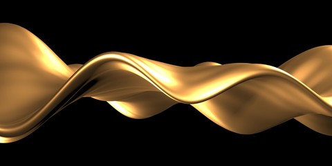 Golden abstract wavy liquid background