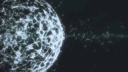 White background. Abstract geometric flying lines and triangles. Colorful digital Sphere. Smooth animations 3d rendering - Powered by Adobe