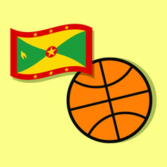 Basketball ball with Grenada national flag 