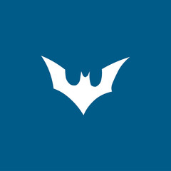 Bat Icon On Blue Background. Blue Flat Style Vector Illustration