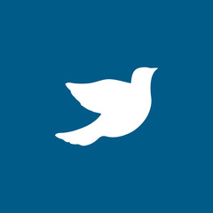 Bird Icon On Blue Background. Blue Flat Style Vector Illustration