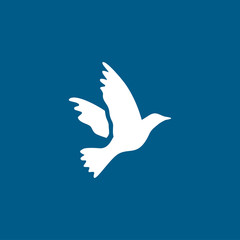 Bird Icon On Blue Background. Blue Flat Style Vector Illustration