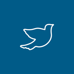 Bird Line Icon On Blue Background. Blue Flat Style Vector Illustration