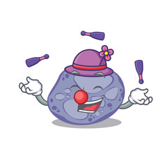 An attractive blue planctomycetes cartoon design style playing juggling