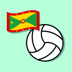 Volleyball ball with Grenada flag