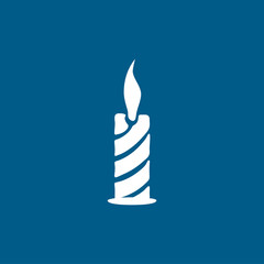 Candle Icon On Blue Background. Blue Flat Style Vector Illustration