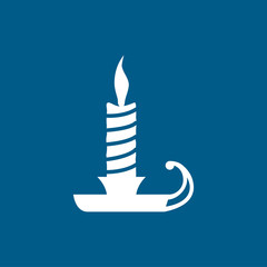 Candle Icon On Blue Background. Blue Flat Style Vector Illustration