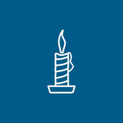 Candle Line Icon On Blue Background. Blue Flat Style Vector Illustration