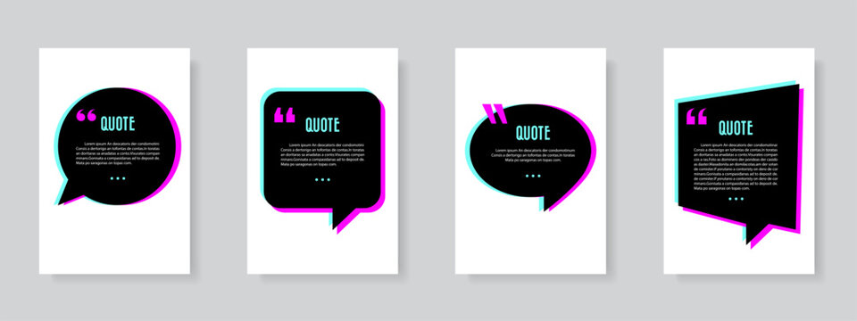 Quote speech bubble blank templates set.