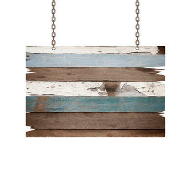 Design element - wood sign. Wooden sign isolated on white background.