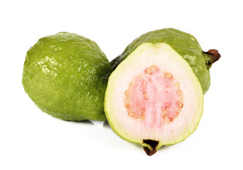 Pink guava fruit isolated on white background