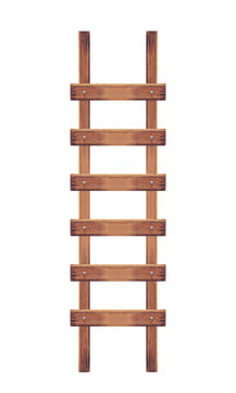 Old wooden ladder against the wall