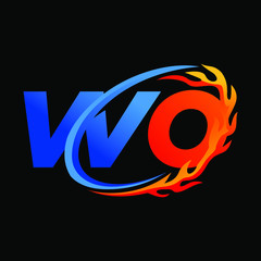Initial Letters WO Fire Logo Design