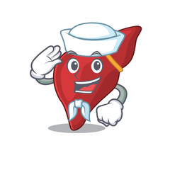 Sailor cartoon character of healthy human liver with white hat