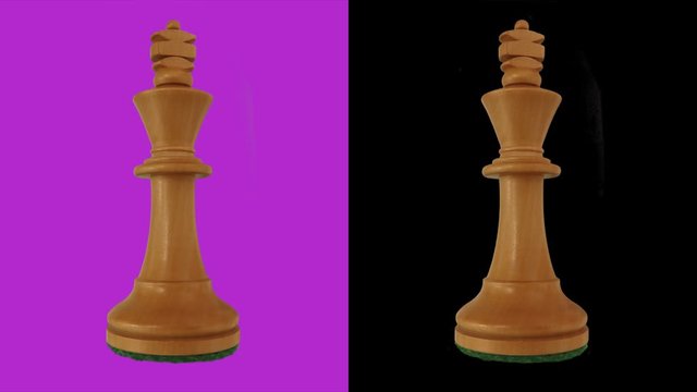 White king chess piece chromakey 360 degree rotation