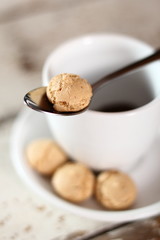 Amaretti biscuits and coffee cup