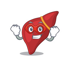 A cartoon character of healthy human liver performed as a Super hero