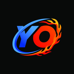 Initial Letters YO Fire Logo Design