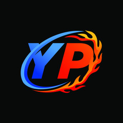 Initial Letters YP Fire Logo Design