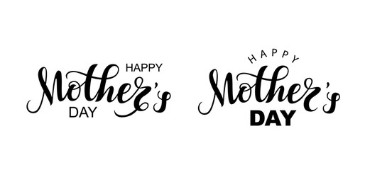 Vector Handwritten lettering Happy Mother's Day on white background. Black modern naive inscription for design, background, card, print, sticker, banner. Happy Mother s Day Calligraphy greeting card.