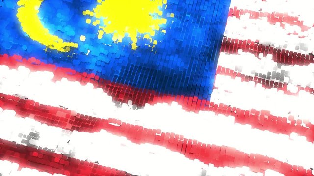 Futuristic 60FPS Bright Malaysia Digital Flag , Rendered UHD 4k 3d Seamless Looping Animation