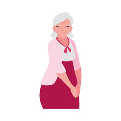 happy elderly woman wearing clothes