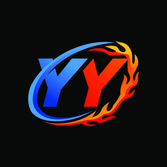 Initial Letters YY Fire Logo Design