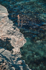 top view from the edge of the cliff on the turquoise sea