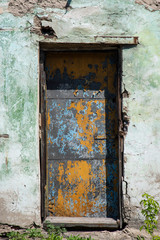 Close-up old door of abandon buiding.