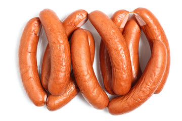 Smoked sausages isolated on a white background