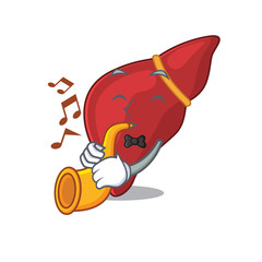 Talented musician of healthy human liver cartoon design playing a trumpet