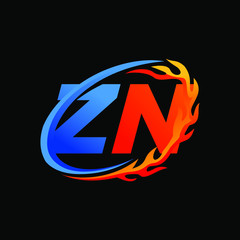 Initial Letters ZN Fire Logo Design