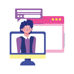 education online, boy video computer texting website digital