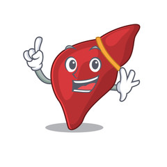 Healthy human liver mascot character design with one finger gesture