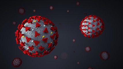 Coronavirus 2019-nCov novel coronavirus concept resposible for flu outbreak and coronaviruses influenza as dangerous as a pandemic. Microscope virus close up. 3d rendering. 3d illustration