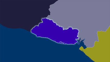 El Salvador, administrative divisions - light glow