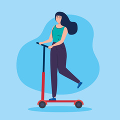 woman in scooter avatar character vector illustration design