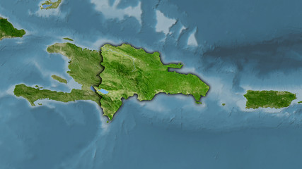 Dominican Republic, satellite B - dark glow - obrazy, fototapety, plakaty