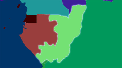 Congo Brazzaville, administrative divisions - light glow