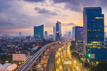 Fototapeta premium Jakarta city at dusk during Covid-19 outbreak