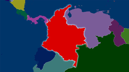 Colombia, administrative divisions - light glow