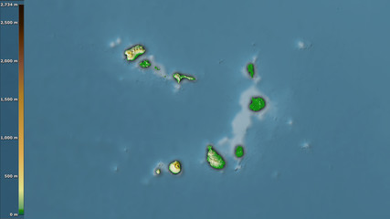 Cape Verde, topographic physical - dark glow